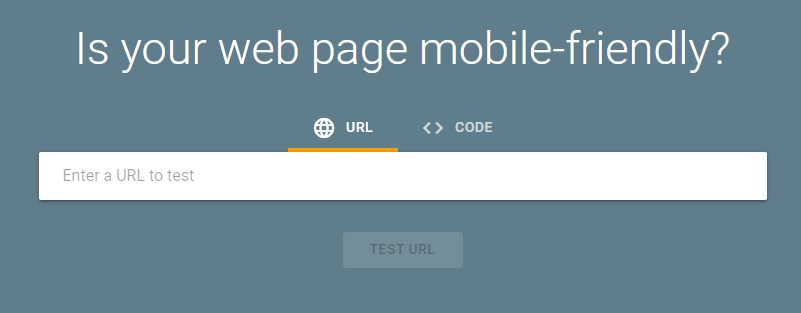 Google Mobile-Friendly test homepage