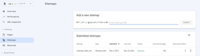 Google Search Console: Sitemap report