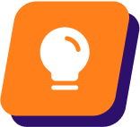 Orange lightbulb icon on a purple background