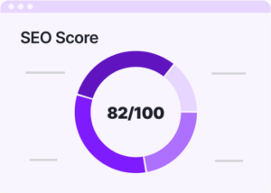 SEO score display showing 82 out of 100.