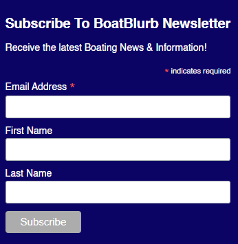 a blue sign that says subscribe to boatblurb newsletter