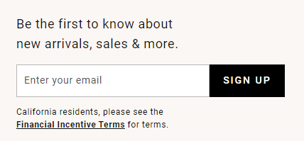 Email form that says, "Enter your email" with a "Sign Up" CTA button